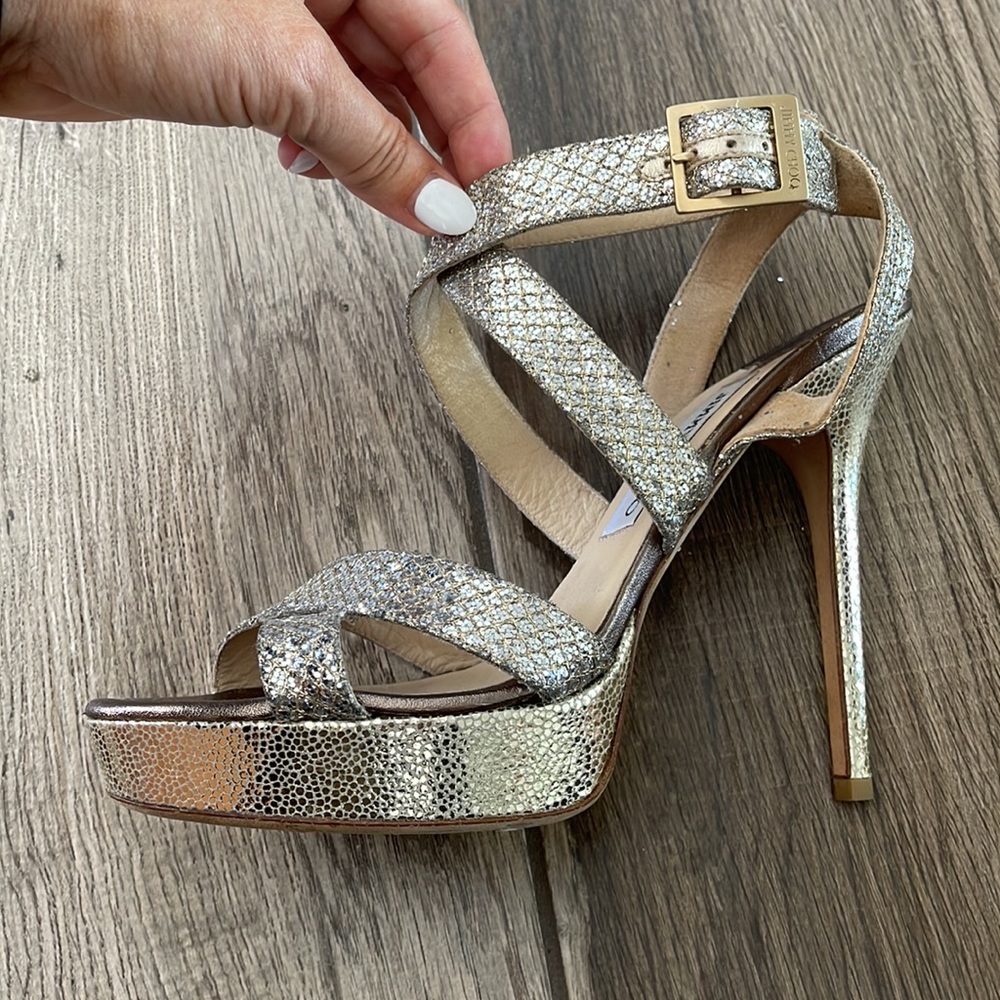 JIMMY CHOO Vamp Glitter Sandals